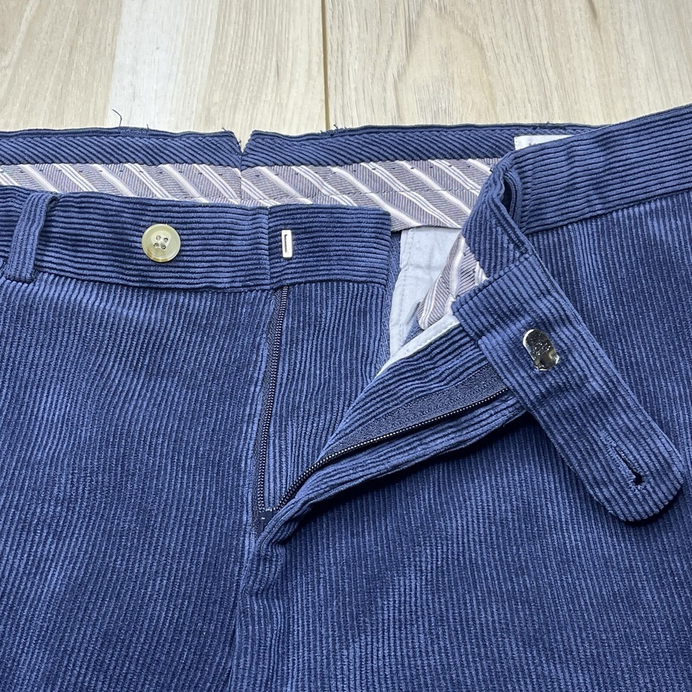 Peter Millar Mens Corduroy Nanoluxe Pants Flat Front Soft Blue Men's Size 36 - Picture 7 of 16